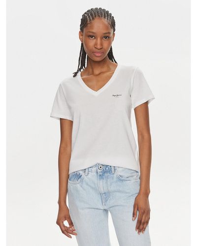 Pepe Jeans T-Shirt Lorette V Neck Pl505826 Weiß Regular Fit