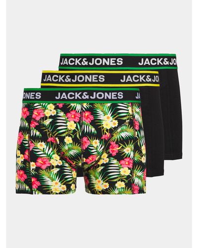 Jack & Jones 3Er-Set Boxershorts Flowers 12250612 - Grün
