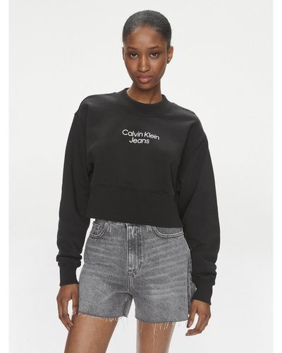Calvin Klein Sweatshirt Stacked Institutional J20J221466 Regular Fit - Schwarz