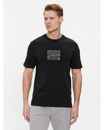 Calvin Klein T-Shirt Emroidered Block K10K112498 Slim Fit - Schwarz