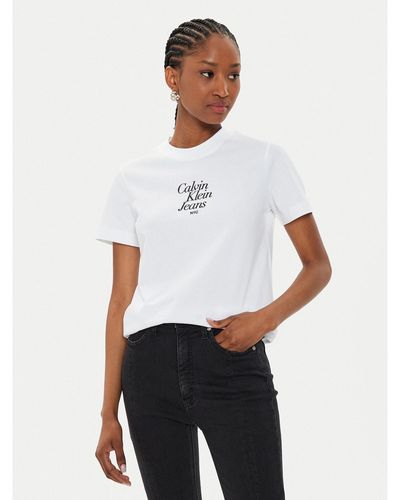 Calvin Klein T-Shirt Font Graphic J20J224890 Weiß Regular Fit