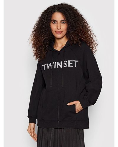 Twin Set Sweatshirt 221Tp2160 Relaxed Fit - Schwarz