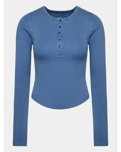 BDG T-Shirt Henley Ls Tee 75260075 Slim Fit - Blau
