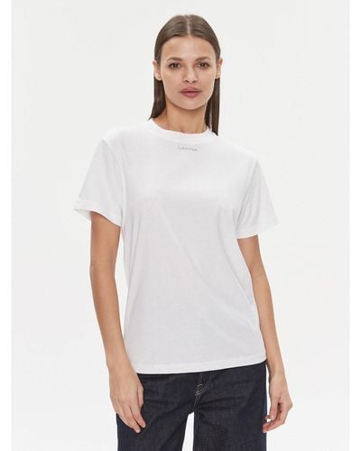 Calvin Klein T-Shirt Metallic Micro Logo T Shirt K20K206967 Weiß Regular Fit