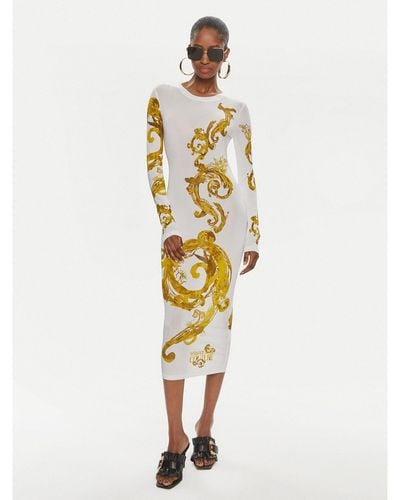 Versace Kleid Für Den Alltag 76Hao9P8 Weiß Slim Fit