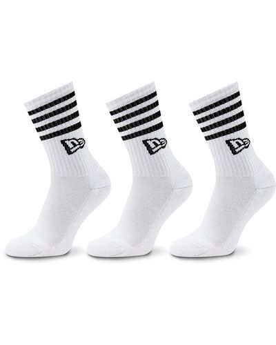 KTZ 3Er-Set Hohe -Socken Stripe Crew 13113626 Weiß