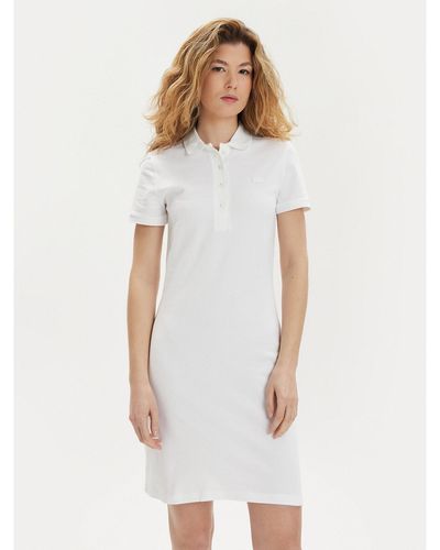 Lacoste Kleid Für Den Alltag Ef5473 Weiß Slim Fit