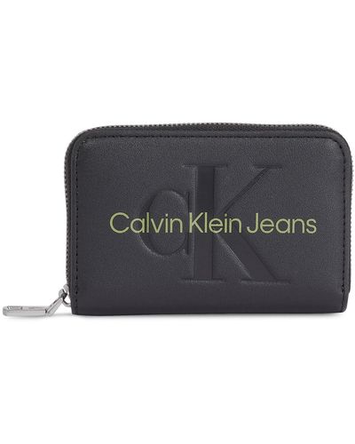 Calvin Klein Kleine Damen Geldbörse Sculpted Med Zip Around Mono K60K607229/Dark Juniper 0Gx - Schwarz