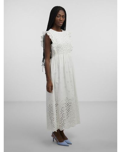 Y.A.S Kleid 26030193 Weiß Regular Fit - Grau