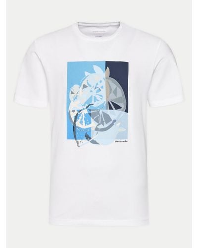 Pierre Cardin T-Shirt C5 21070.2103 Weiß Modern Fit - Blau