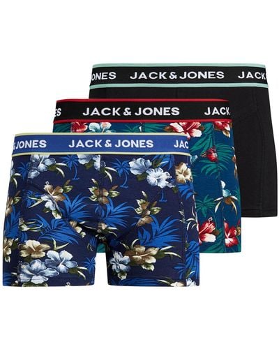 Jack & Jones 3Er-Set Boxershorts Flower 12171253 - Blau