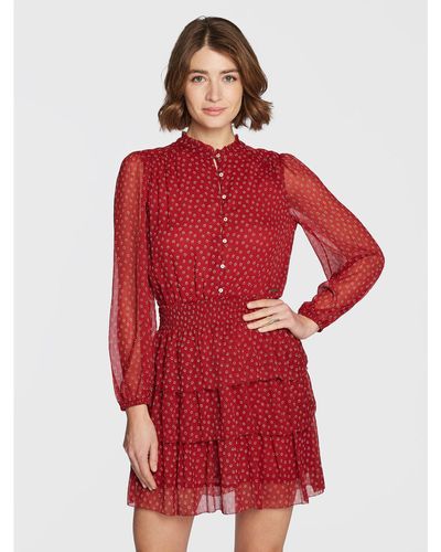 Pepe Jeans Kleid Für Den Alltag Delia Pl953120 Regular Fit - Rot