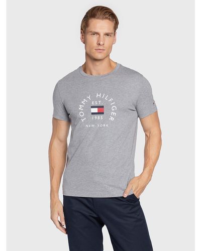 Tommy Hilfiger T-Shirt Flag Arch Mw0Mw27909 Slim Fit - Grau