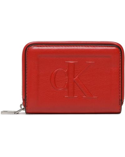 Calvin Klein Kleine Damen Geldbörse Sculpted Med Zip Around Pipping K60K610353 - Rot