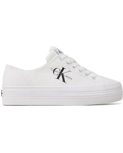 Calvin Klein Sneakers Aus Stoff Vulc Flatform Essential Mono Yw0Yw01030 Weiß
