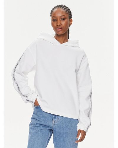 Calvin Klein Sweatshirt Logo Elastic Hoodie J20J223078 Weiß Regular Fit