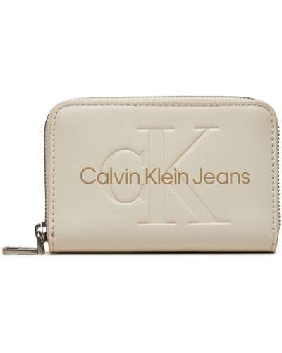Calvin Klein Kleine Damen Geldbörse Zip Around Mono K60K612255 Écru - Natur