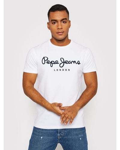 Pepe Jeans T-Shirt Original Pm508210 Weiß Slim Fit