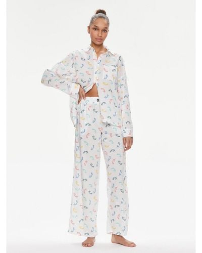 DKNY Pyjama Yi90008 Weiß Regular Fit