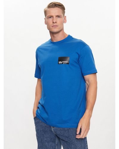 Karl Lagerfeld T-Shirt Logo 231D1706 Regular Fit - Blau