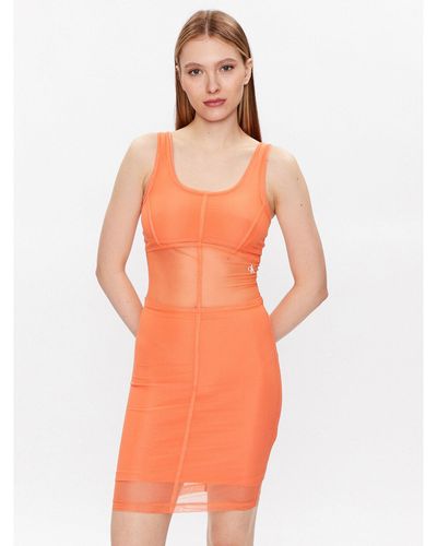 Calvin Klein Kleid Für Den Alltag J20J221463 Slim Fit - Orange