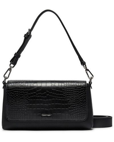 Calvin Klein Handtasche Ck Must Shoulder Bag_Croco K60K612111 - Schwarz