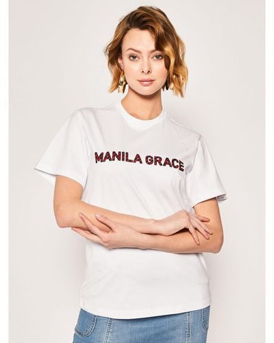 Manila Grace T-Shirt T169Cu Weiß Regular Fit