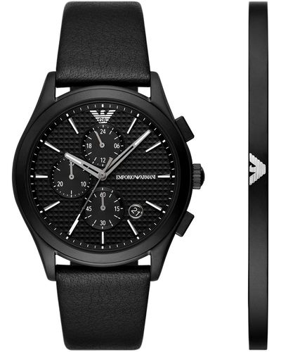Emporio Armani Uhr Und Armband Set Paolo Gift Set Ar80070Set - Schwarz