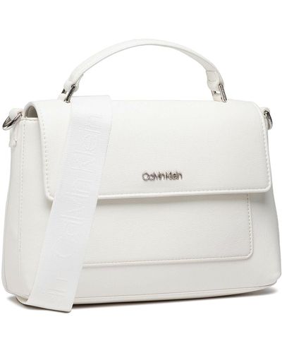 Calvin Klein Handtasche Ck Must Flap Top H Bag Md K60K609119 Weiß