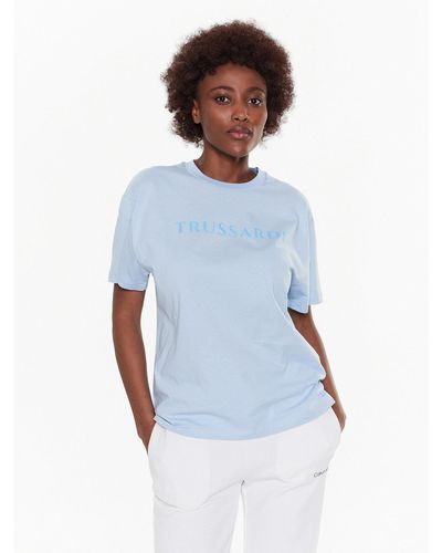 Trussardi T-Shirt Lettering Print 56T00565 Regular Fit - Blau