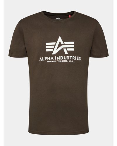 Alpha Industries T-Shirt Basic 100501 Grün Regular Fit - Braun