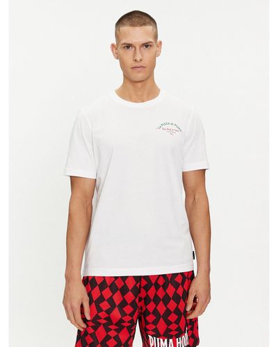 PUMA T-Shirt Graphics Pizza 625415 Weiß Regular Fit