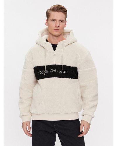 Calvin Klein Sweatshirt Sherpa Blocking J30J319924 Regular Fit - Natur