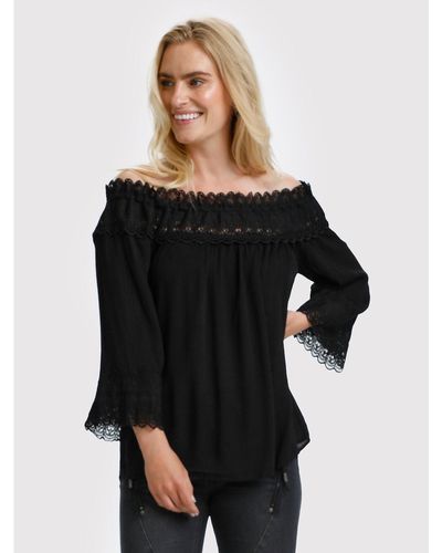 Cream Bluse Bea 10608022 Relaxed Fit - Schwarz