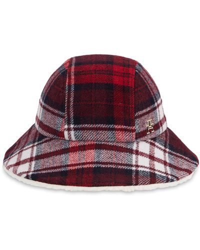 Tommy Hilfiger Hut Tommy Check Bucket Hat Aw0Aw15313 Space Dw6 - Rot
