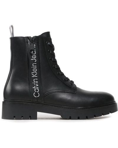 Calvin Klein Stiefel Combat Mid Laceup Boot W Zip Ym0Ym00262 - Schwarz