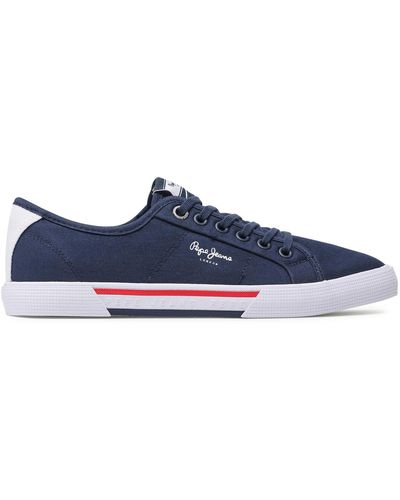 Pepe Jeans Sneakers Aus Stoff Brady Basic Pms30816 - Blau