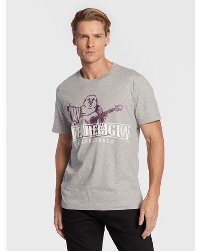True Religion T-Shirt Buddha Stencil 106294 Regular Fit - Grau