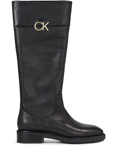 Calvin Klein Stiefel rubber sole knee boot w/hw hw0hw01689 ck black beh - Schwarz