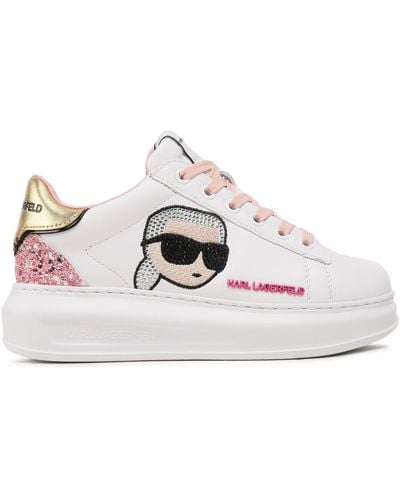 Karl Lagerfeld Sneakers kl62570n white lthr w/pink - Weiß