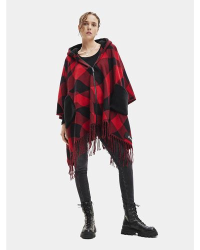 Desigual Poncho 23Waia39 Relaxed Fit - Rot