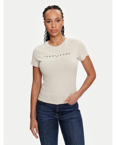Tommy Hilfiger T-Shirt Linear Dw0Dw18398 Slim Fit - Weiß