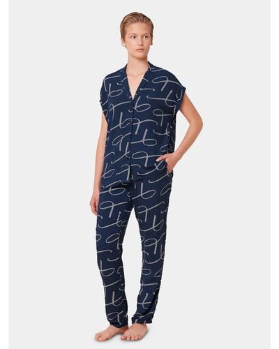 Triumph Pyjama Boyfriend 10218282 Relaxed Fit - Blau