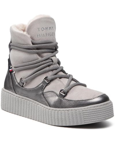Tommy Hilfiger Stiefeletten Th Warm Lined Up Boot Fw0Fw06053 - Grau