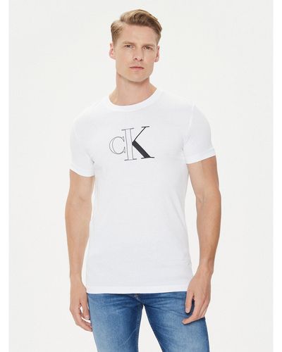 Calvin Klein T-Shirt Outline Monologo J30J325678 Weiß Slim Fit