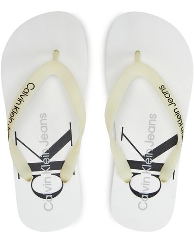 Calvin Klein Zehentrenner beach sandal monologo tpu yw0yw01246 white ybr - Weiß