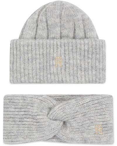 Tommy Hilfiger Mütze Und Stirnband Set Th Timeless Beanie + Headband Aw0Aw15370P4A - Grau