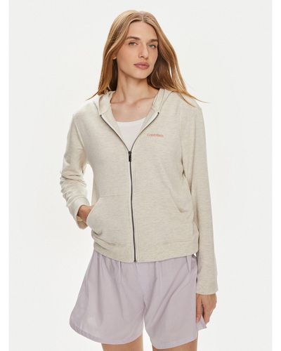 Calvin Klein Sweatshirt 000Qs6869E Écru Regular Fit - Grau