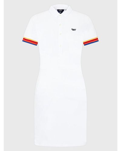 Superdry Kleid Für Den Alltag Vintage Stripe Polo W8011102A Weiß Regular Fit