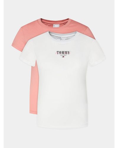 Tommy Hilfiger 2Er-Set T-Shirts Tjw 2 Pack Slim Essential Logo 1 Dw0Dw18142 Weiß Slim Fit - Mehrfarbig